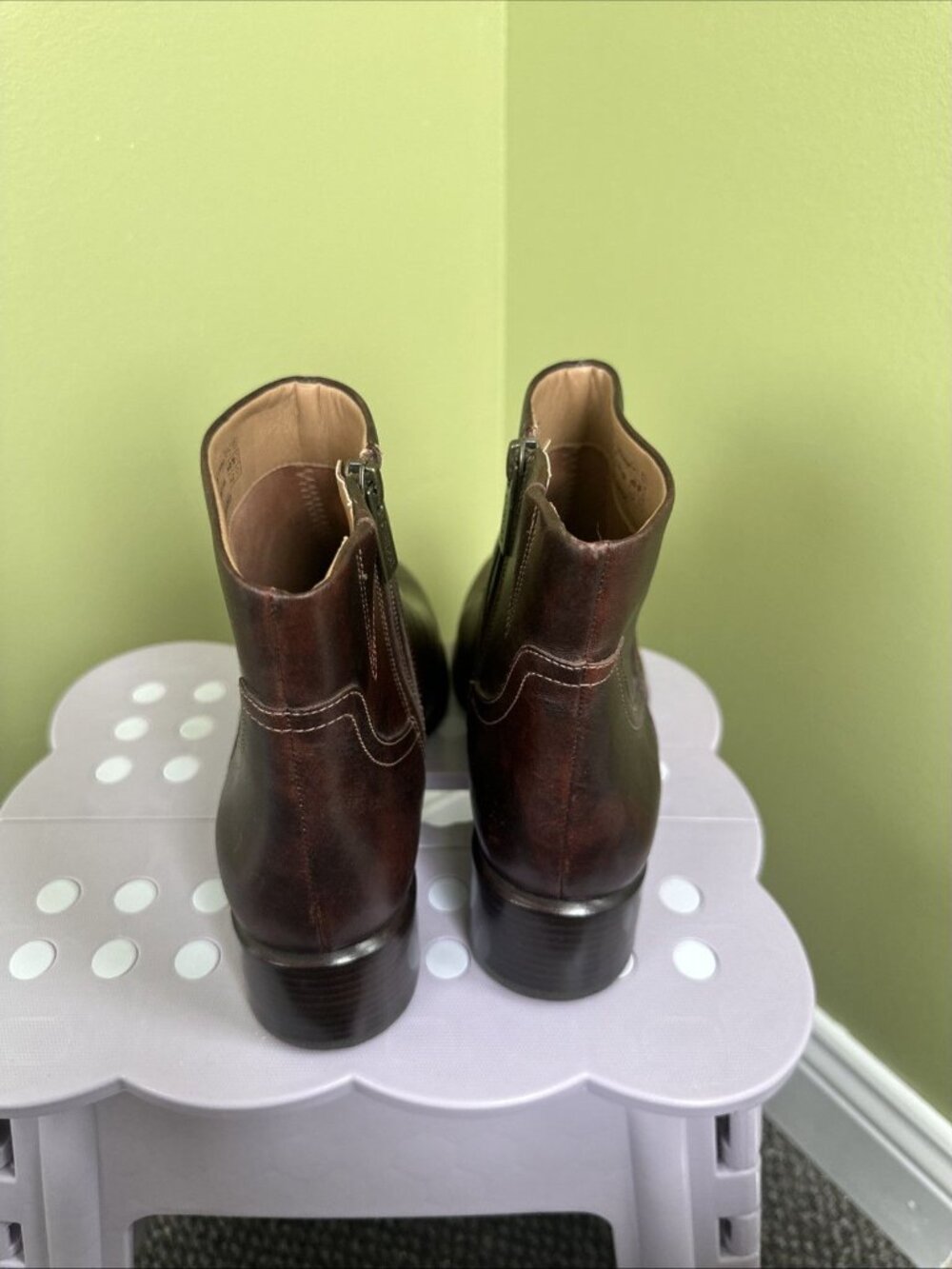 Vionic Kamryn Ankle Boots Brown 7.5 Leather Side Zip - Picture 6 of 8